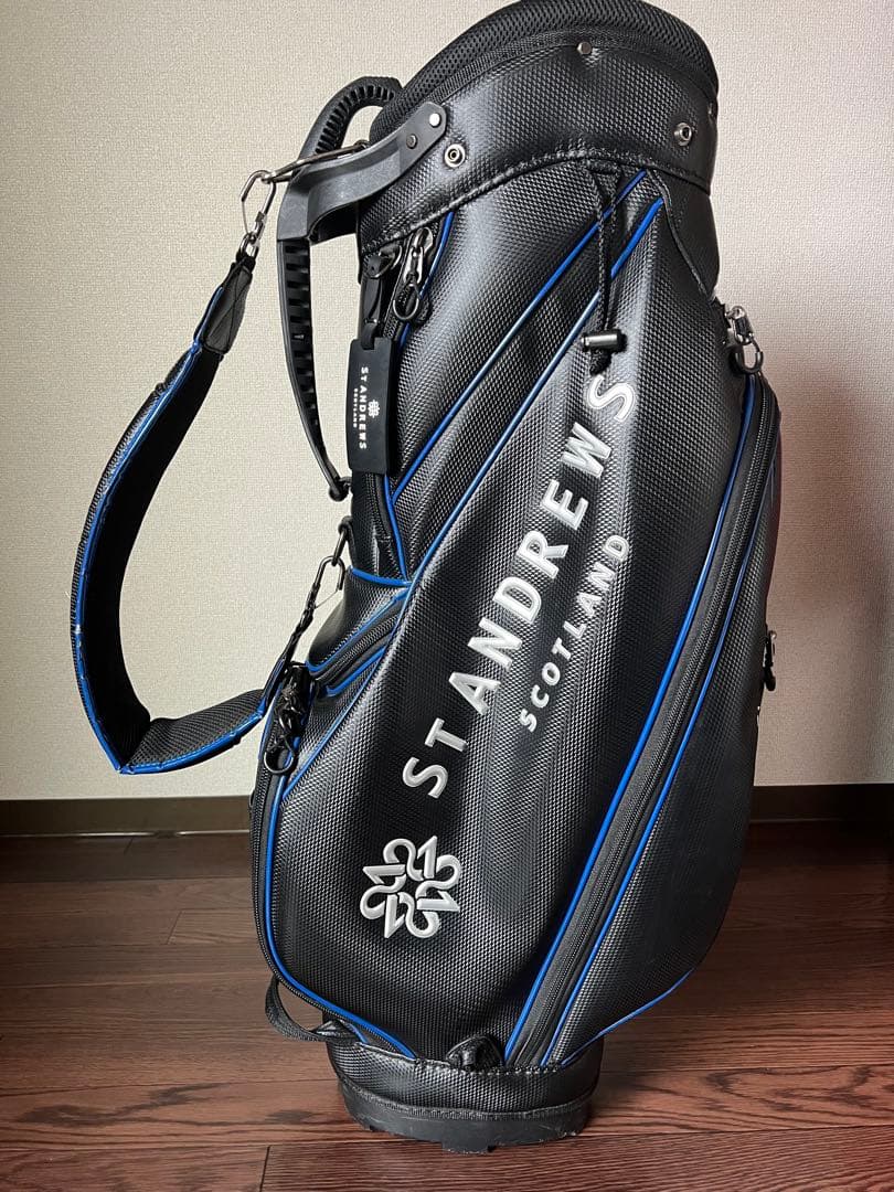 ST ANDREWS キャディバッグ ブラック/ブルー 収納サブバック付き