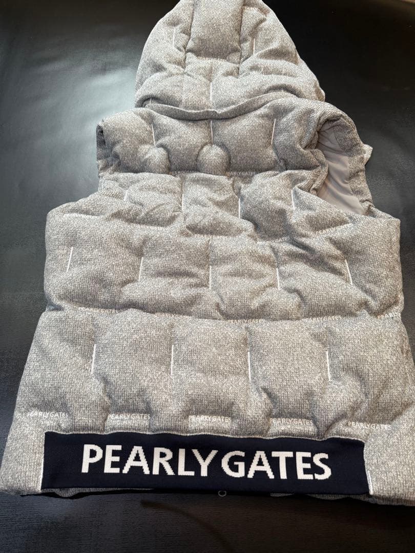 PEARLY GATES フード付きダウンベスト グレー