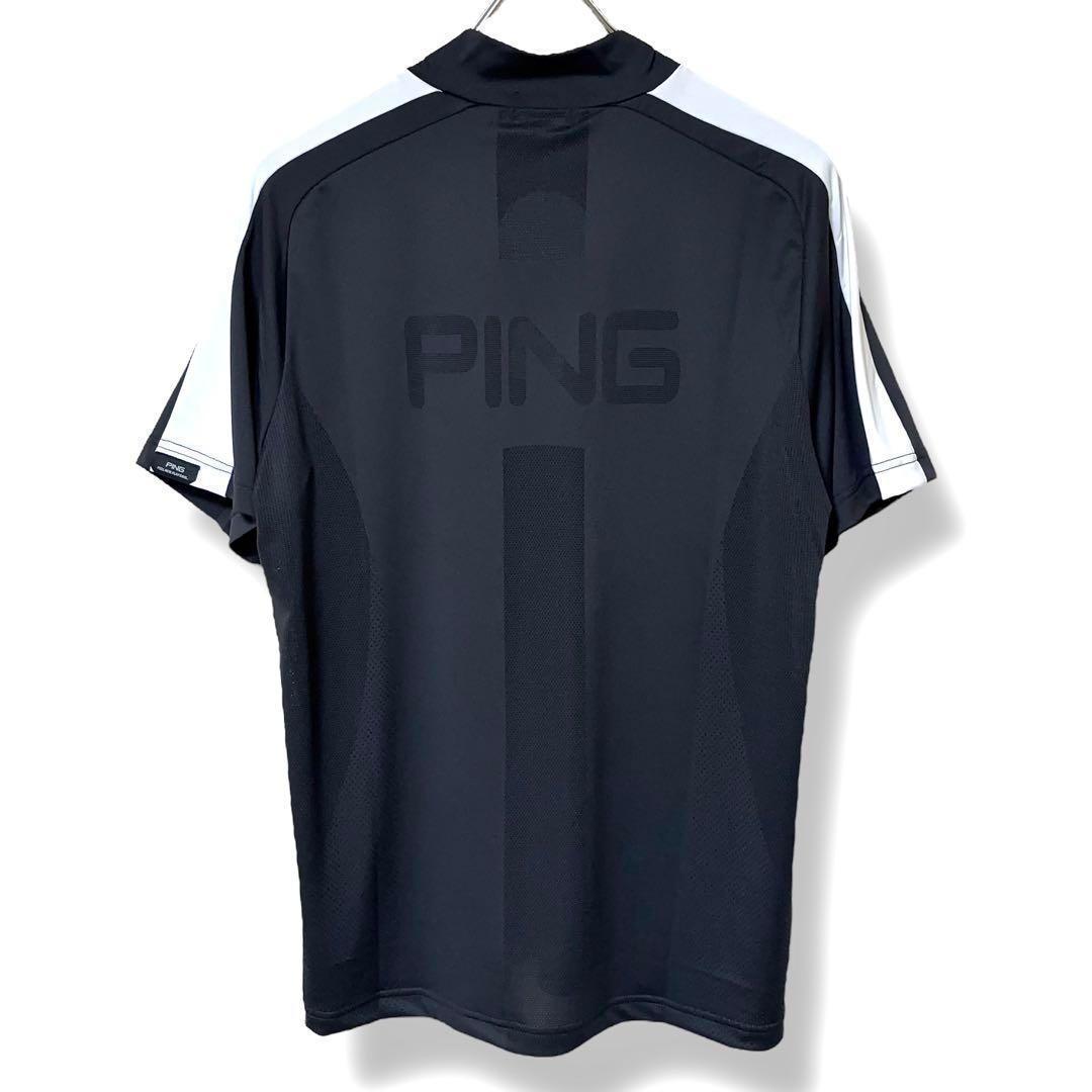 [新品] PING 高通気素材メッシュ ハイネック ゴルフ シャツ 別注 黒 M