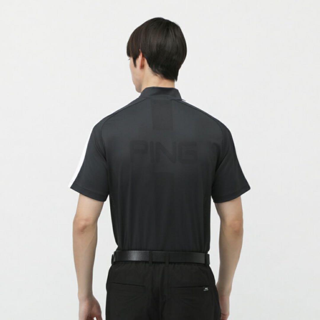 [新品] PING 高通気素材メッシュ ハイネック ゴルフ シャツ 別注 黒 M