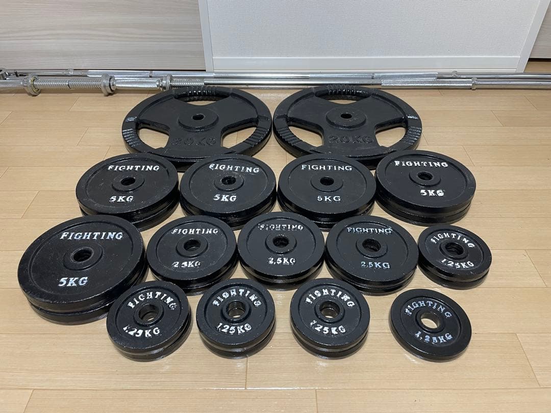 野村ボデファイティングロードバーベル2本ダンベル2本　125kg まとめ割