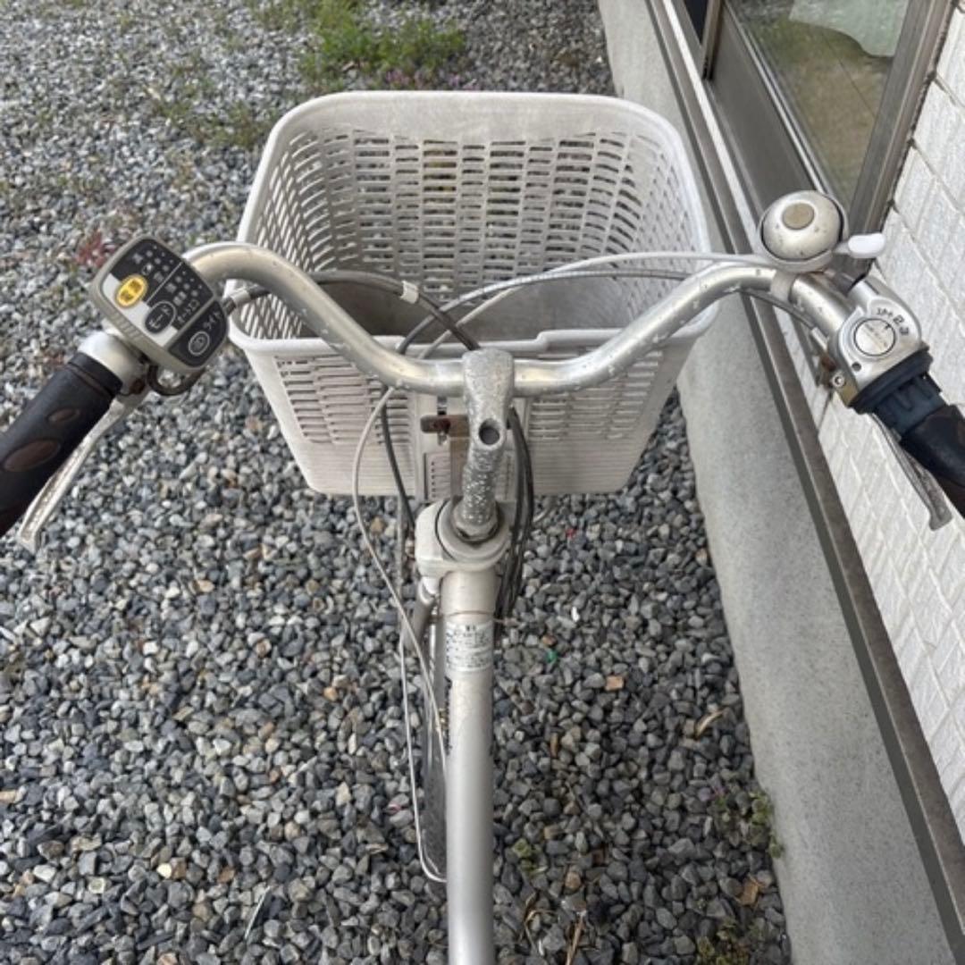 シルバー 電動アシスト自転車 前後バスケット