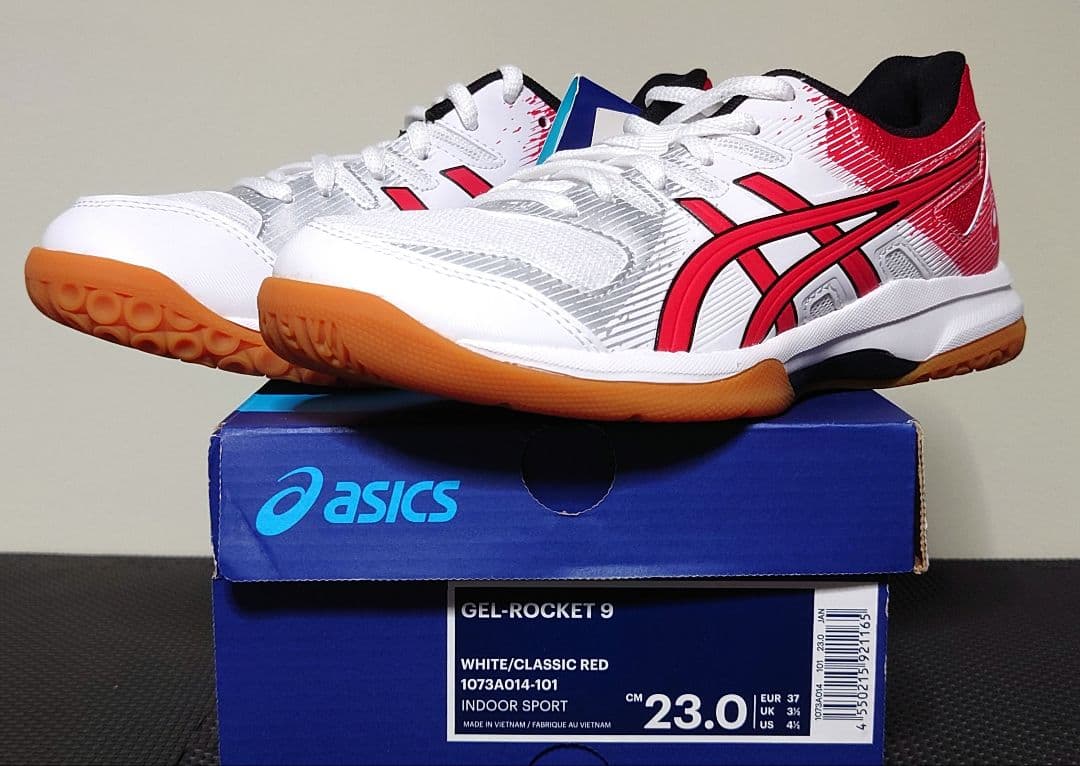 ASICS GEL-ROCKET 9 ホワイト/クラシックレッド 23.0 cm