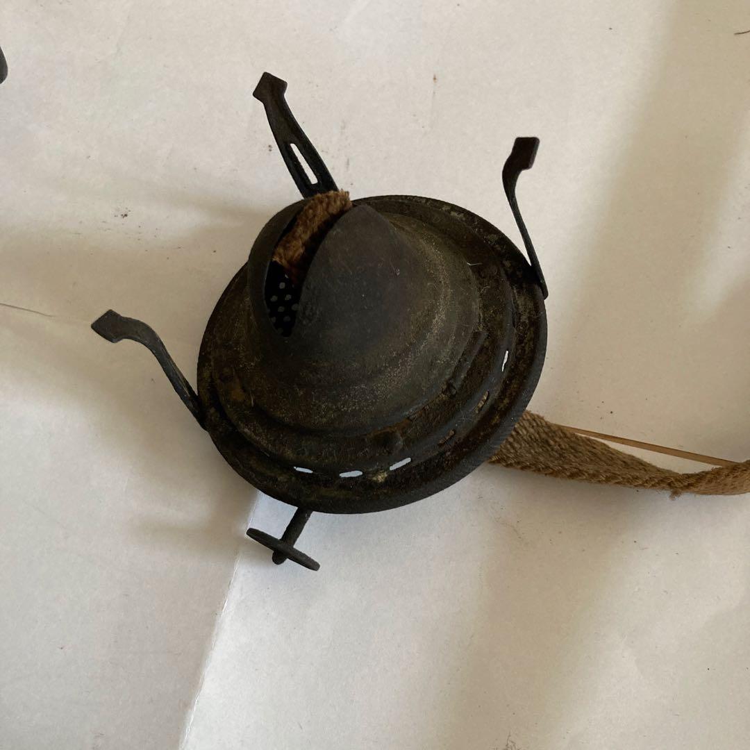 オイルランプ 透明ガラス 緑硝子ベース 高さ　持ち手含めて約４５cm