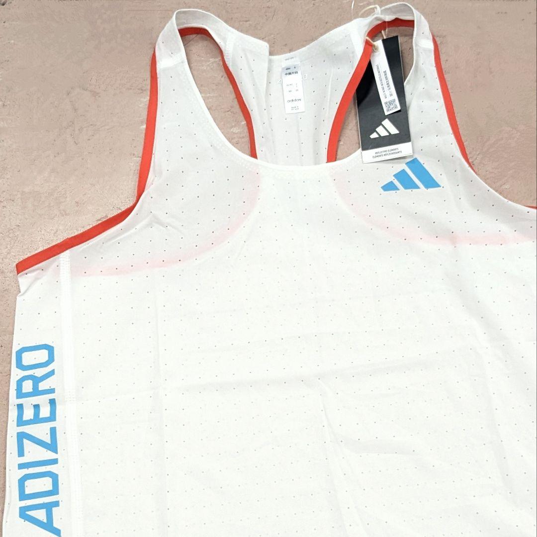■adidas ADIZERO シングレット 白M ランニング タンクトップ■