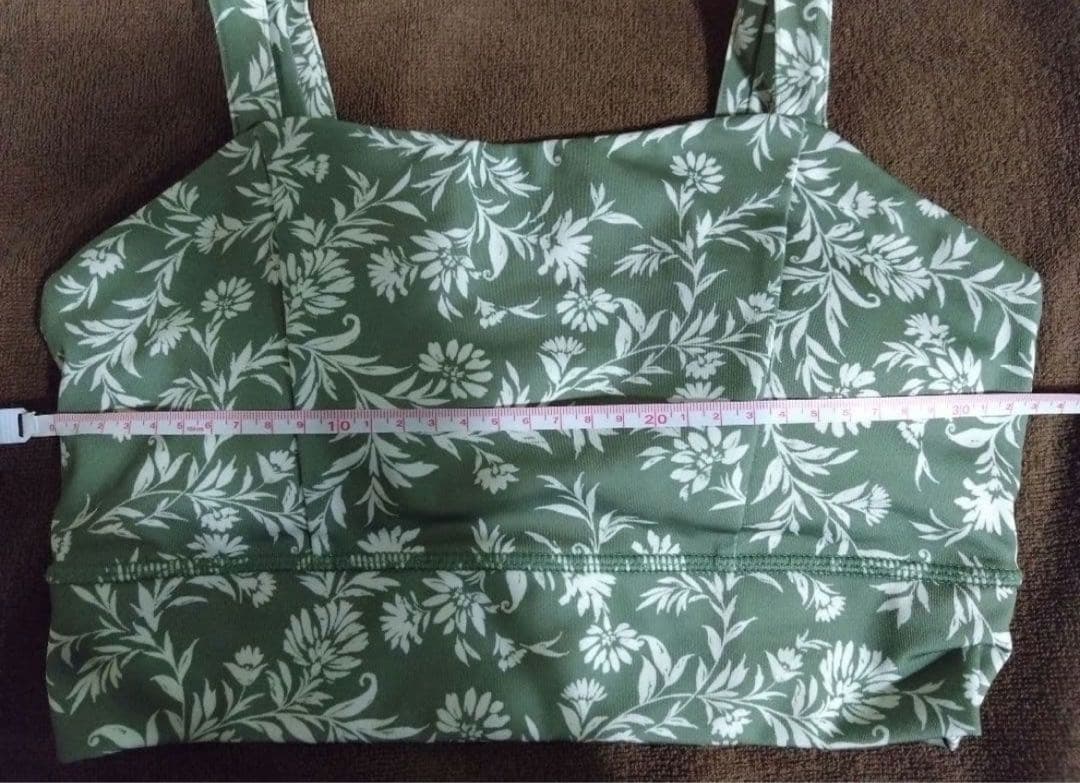 【emmi yoga】花柄ウェア 上下セット カーキグリーン 0サイズ
