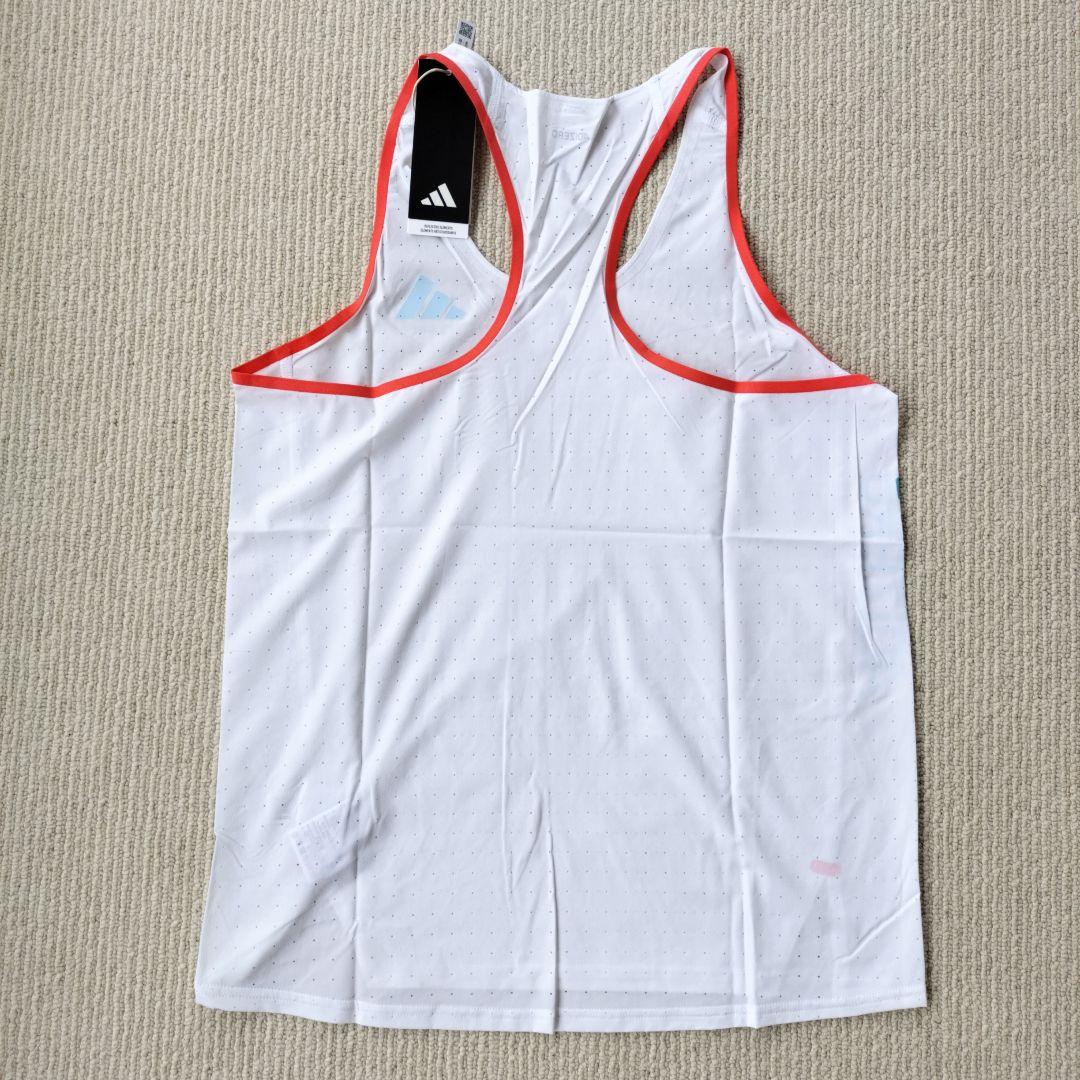 ●新品●Small　adidas ADIZERO シングレット ホワイト/レッド
