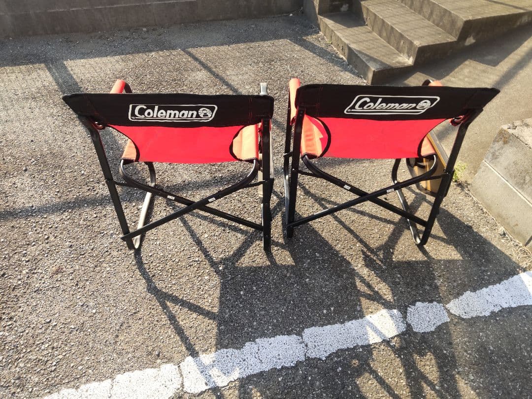 Coleman サイドテーブル付デッキチェア2脚セット