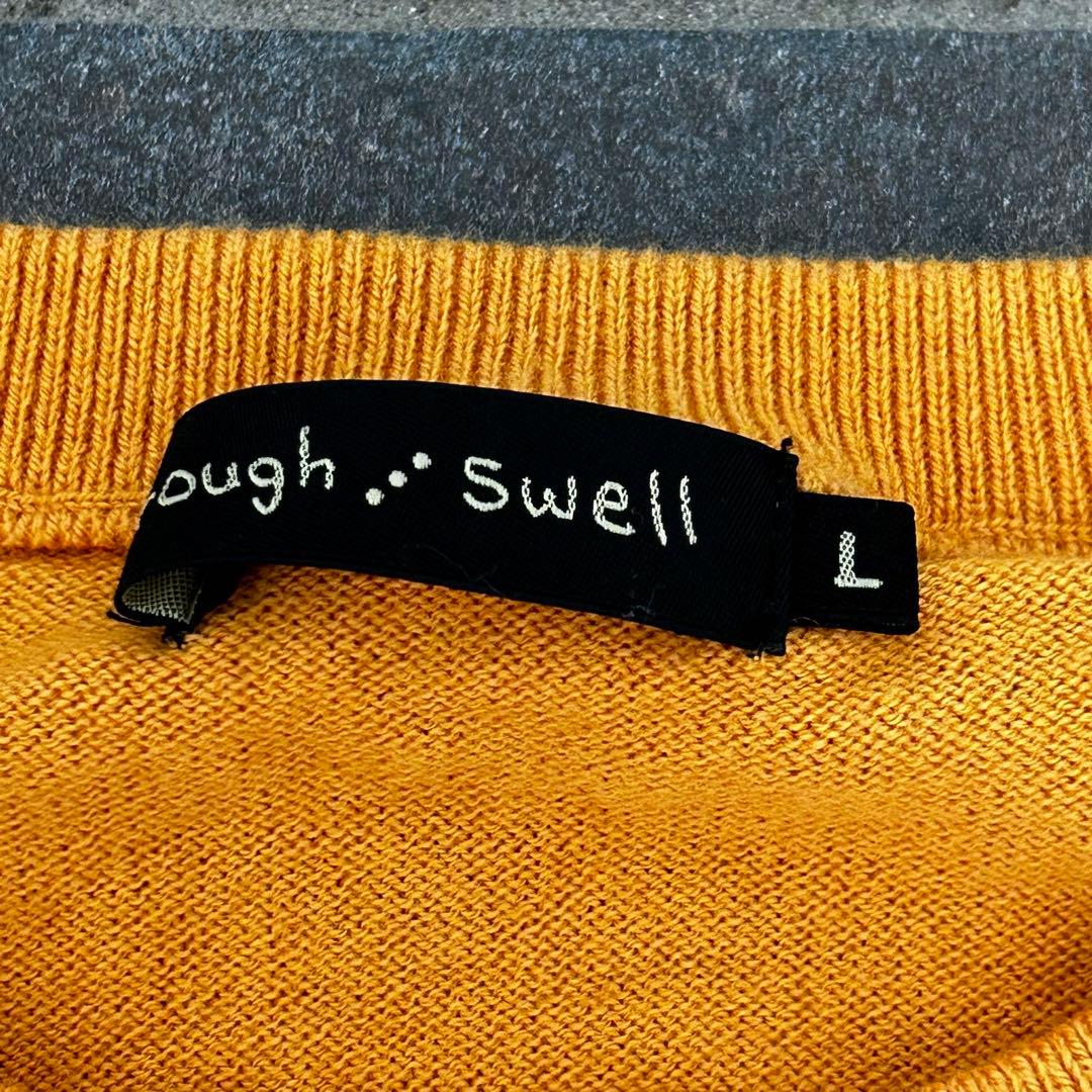 rough＆swell ラグラン クルーネック ニット　オレンジ系　長袖　薄手