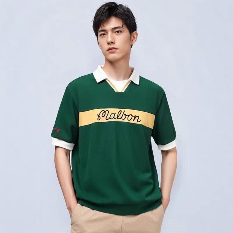 緑色XL マルボンゴルフ ポロシャツ malbon golf 半袖 メンズウェア