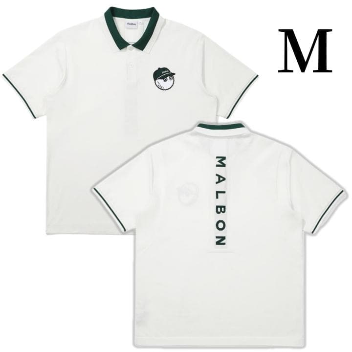 マルボンゴルフ ポロシャツ malbon golf メンズ シャツ 白色Mサイズ