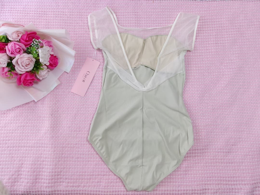 ☆チャコット【新品】フレンチスリーブレオタード/L/リーフG/￥12.650☆