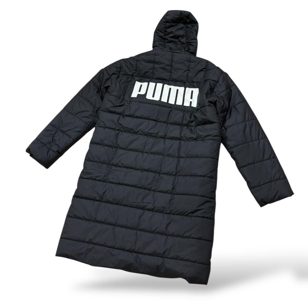 極美品 PUMA 撥水防寒 パデッドロングコート 黒 M 羽織 CELL ロゴ
