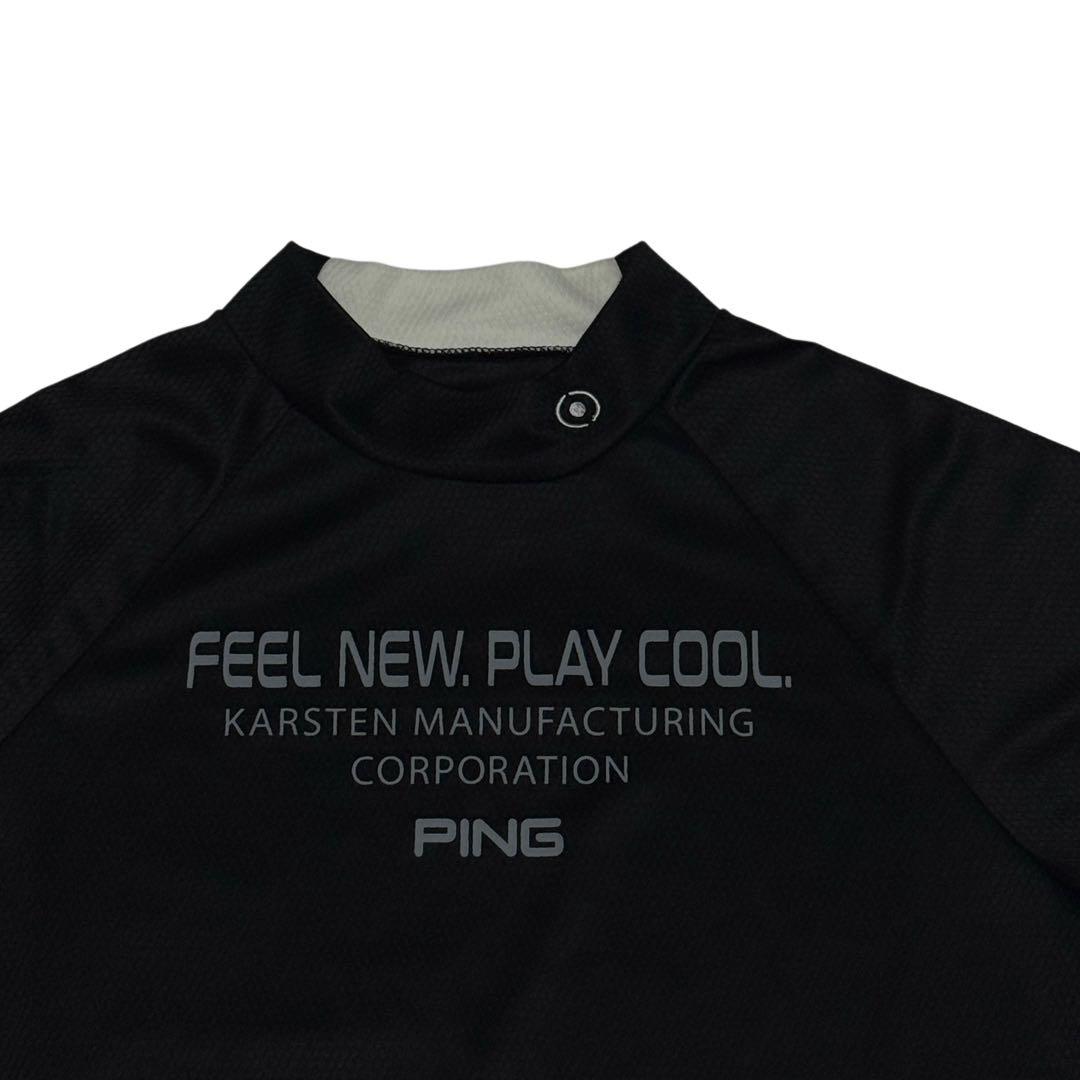 PING半袖モックネックシャツブラック　サイズLL 速乾ストレッチゴルフ夏