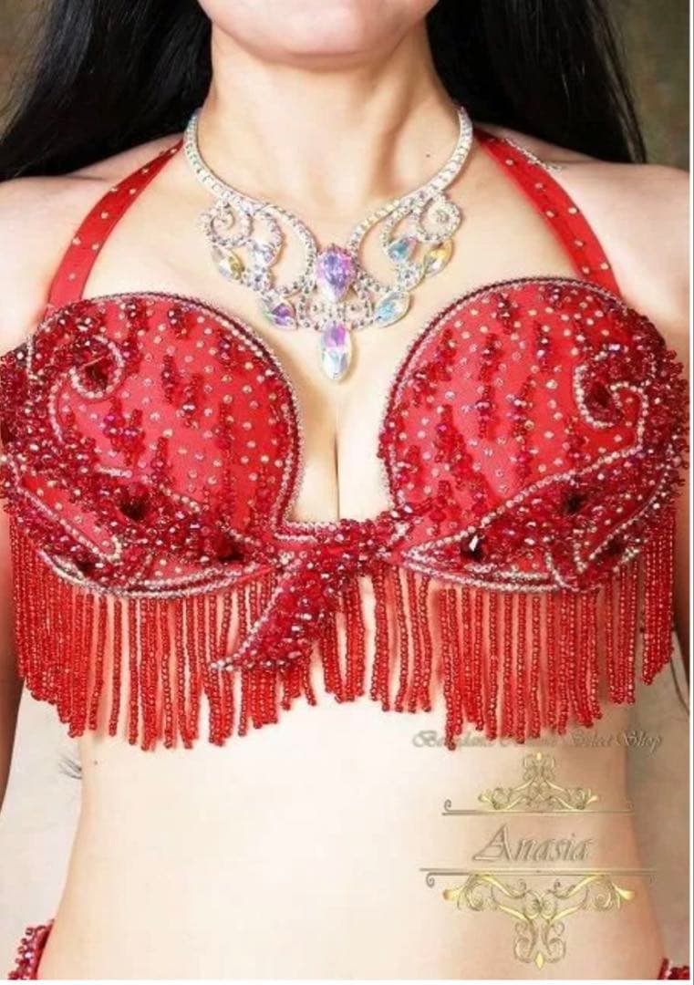 新品‼️エジプト製yasser真紅の豪華で素晴らしいベリーダンス衣装今年3月到着‼️