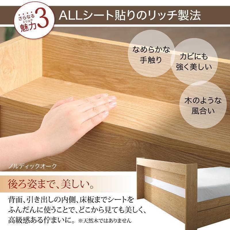 新品 送料込 セミダブルベッド 収納 棚 2口コンセント マットレス付 ab