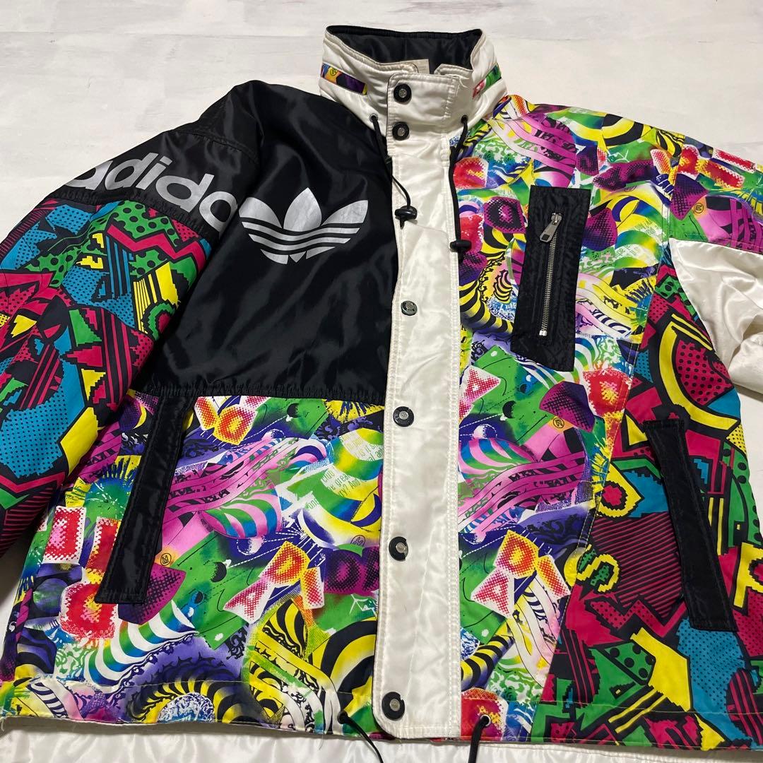 レア　80s adidas トレフォイル　総柄　中綿 スキージャケット　XL