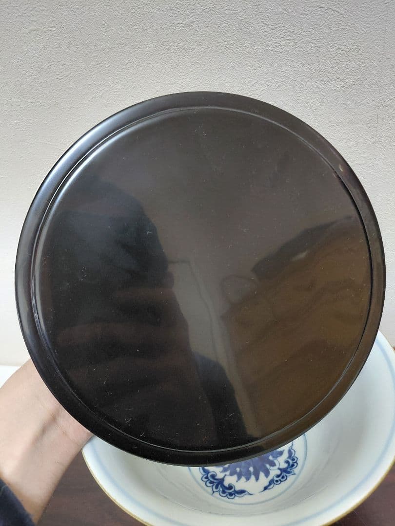 景徳鎮製 染付末広形水指 共箱 茶道具