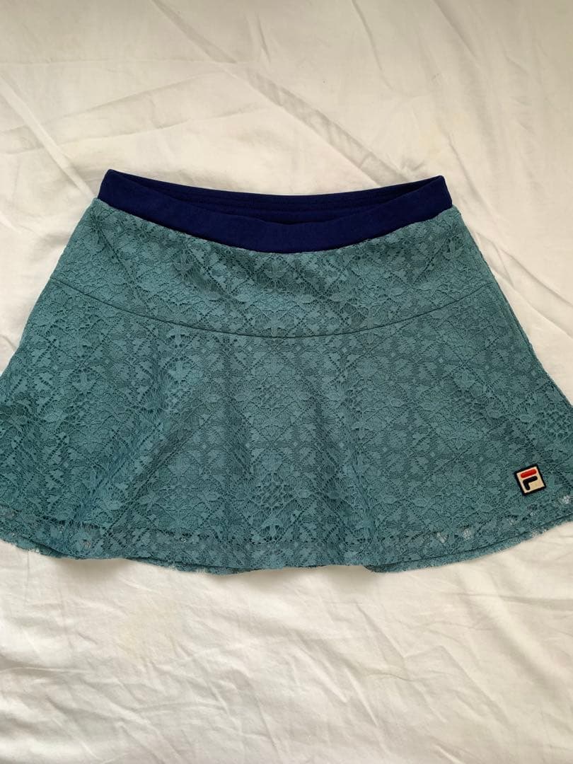 【美品】FILA フィラ　テニス　ウェア　スコート　レース　グリーン