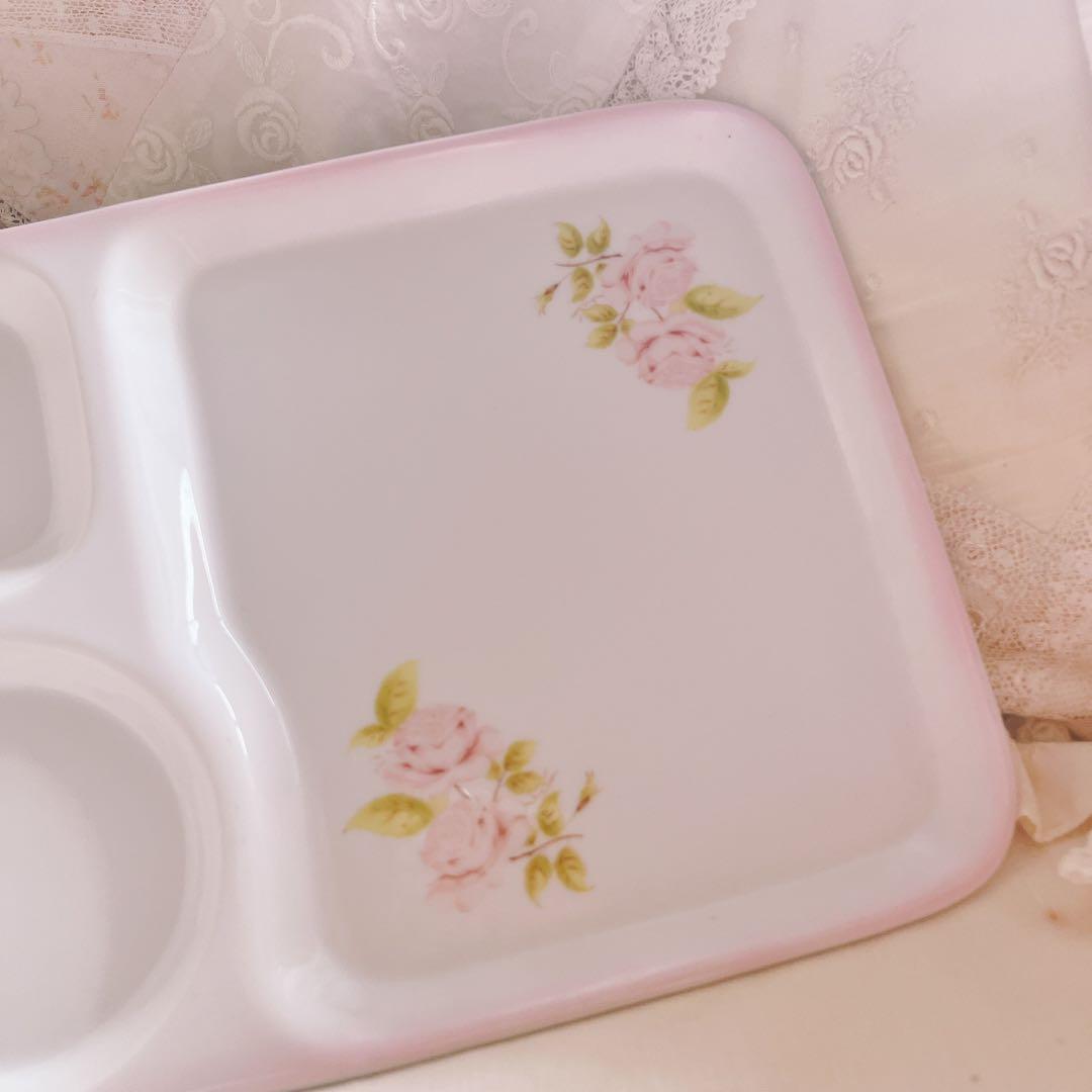 ♡イマン♡ダイアナローズモーニングプレート陶器マニーローズバスケット薔薇ニトリ