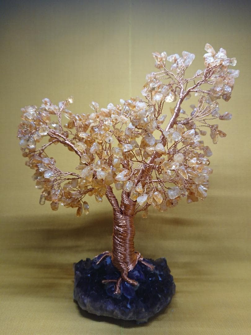天然石　招財樹　金運樹　アメジスト　置物　インテリア　工芸品　美術品　A1101
