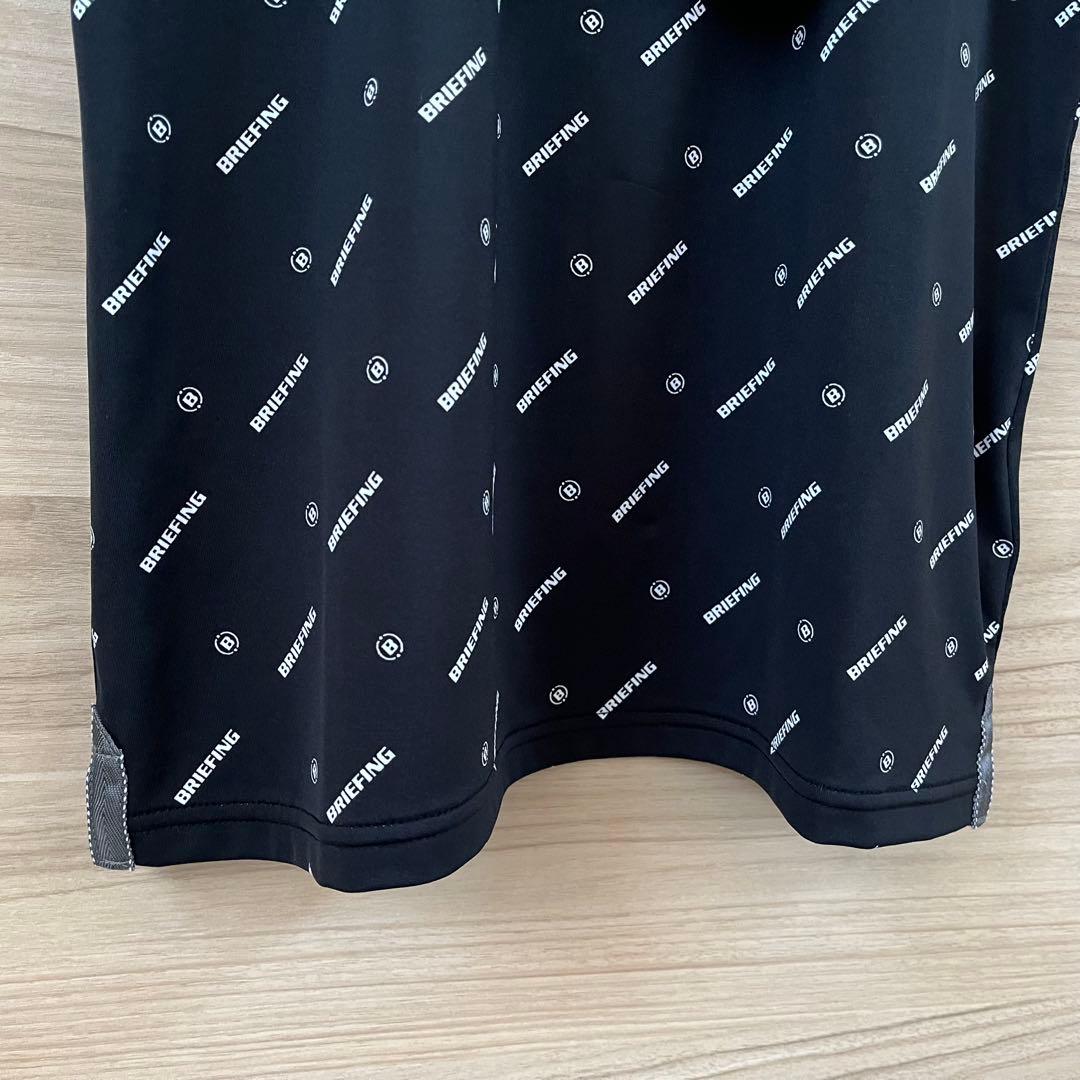 新品★23,100 黒M BRIEFINGゴルフ ロゴ総柄ポロシャツ レディース