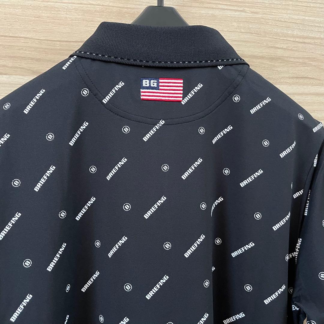 新品★23,100 黒M BRIEFINGゴルフ ロゴ総柄ポロシャツ レディース