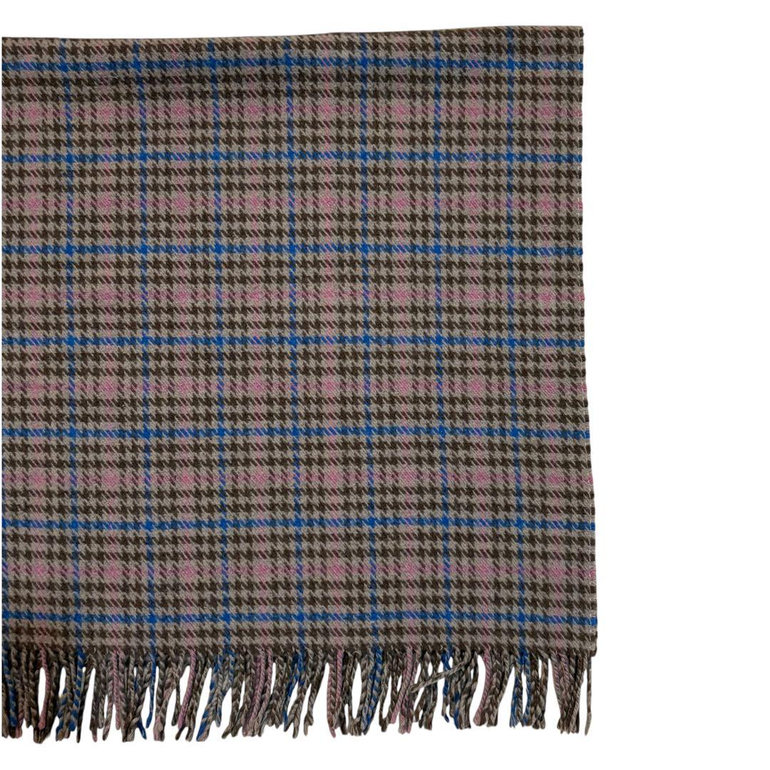 BURBERRY バーバリー ブランケット 毛 ベージュ チェック柄 フリンジ