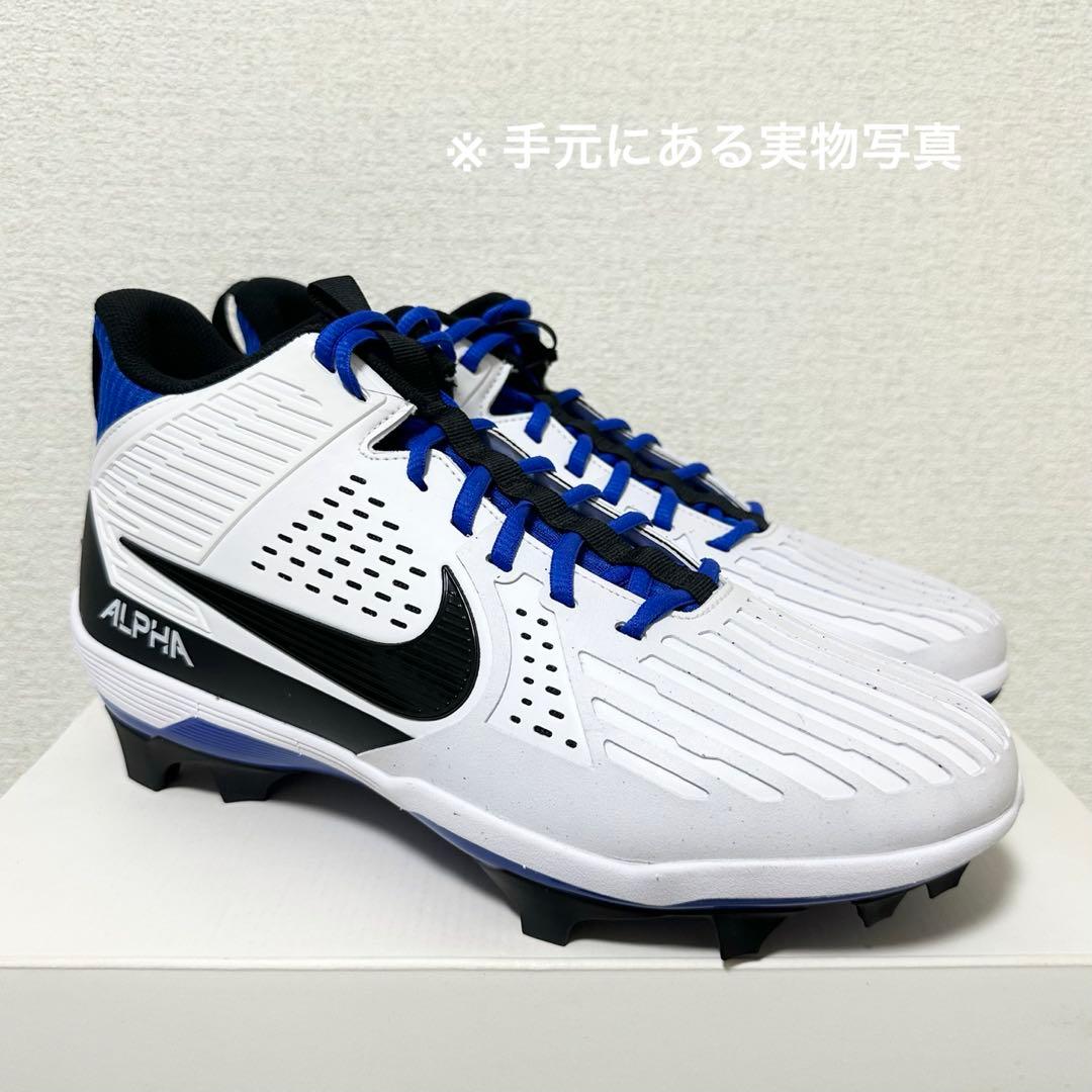 ナイキ 29cm アルファ メナス ストロング アメフト スパイク 靴 白 青