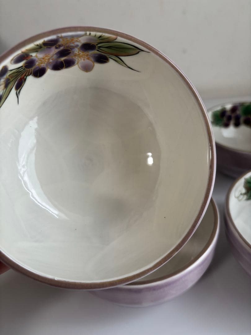 陶葊　陶あん　茶碗　飯碗　京焼　清水焼　桜　紫　薄紫 4客セット