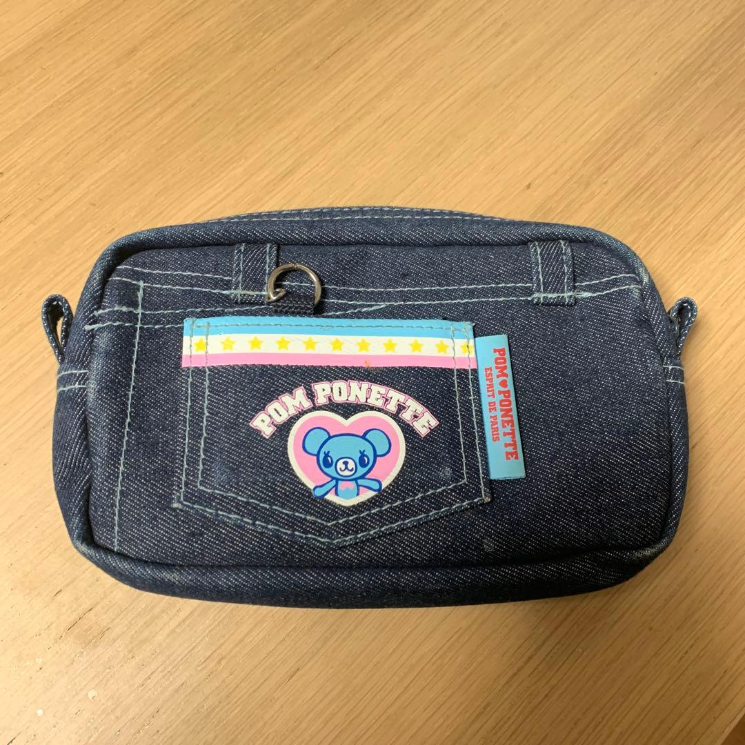 希少　ポンポネット　pom ponette デニムポーチ ミラー付き平成レトロ
