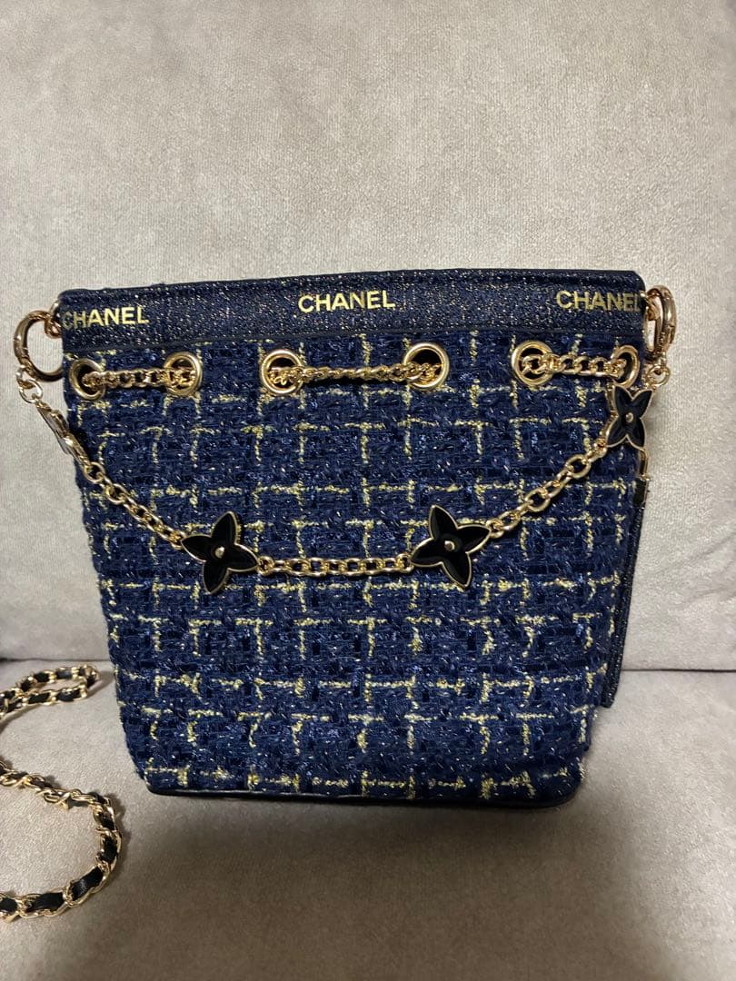 CHANEL ネイビー デニム ショルダーバッグ