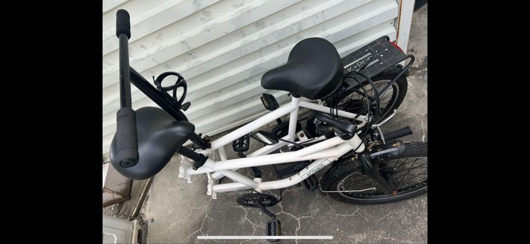 ホワイト タンデム自転車 2人乗り自転車　タンデムバイク
