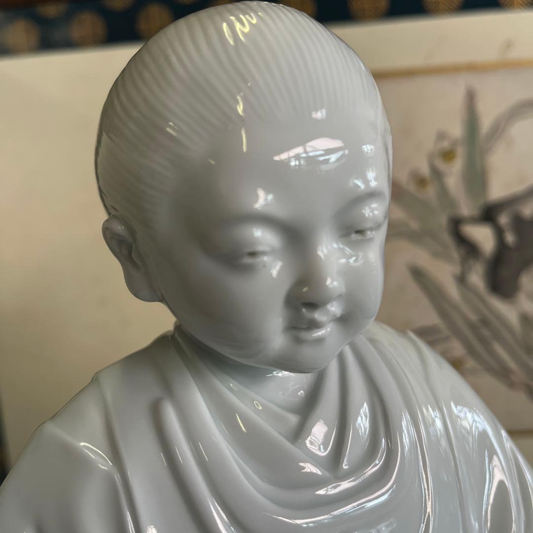 有田焼　白磁　本岡宗山作　弘法大師像？