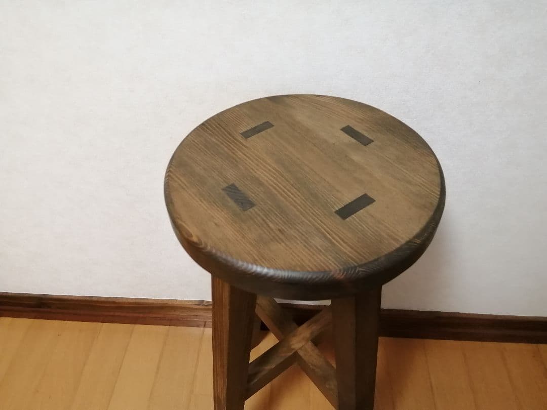 【ほぞ組】木製スツール　高さ70cm　丸椅子　stool