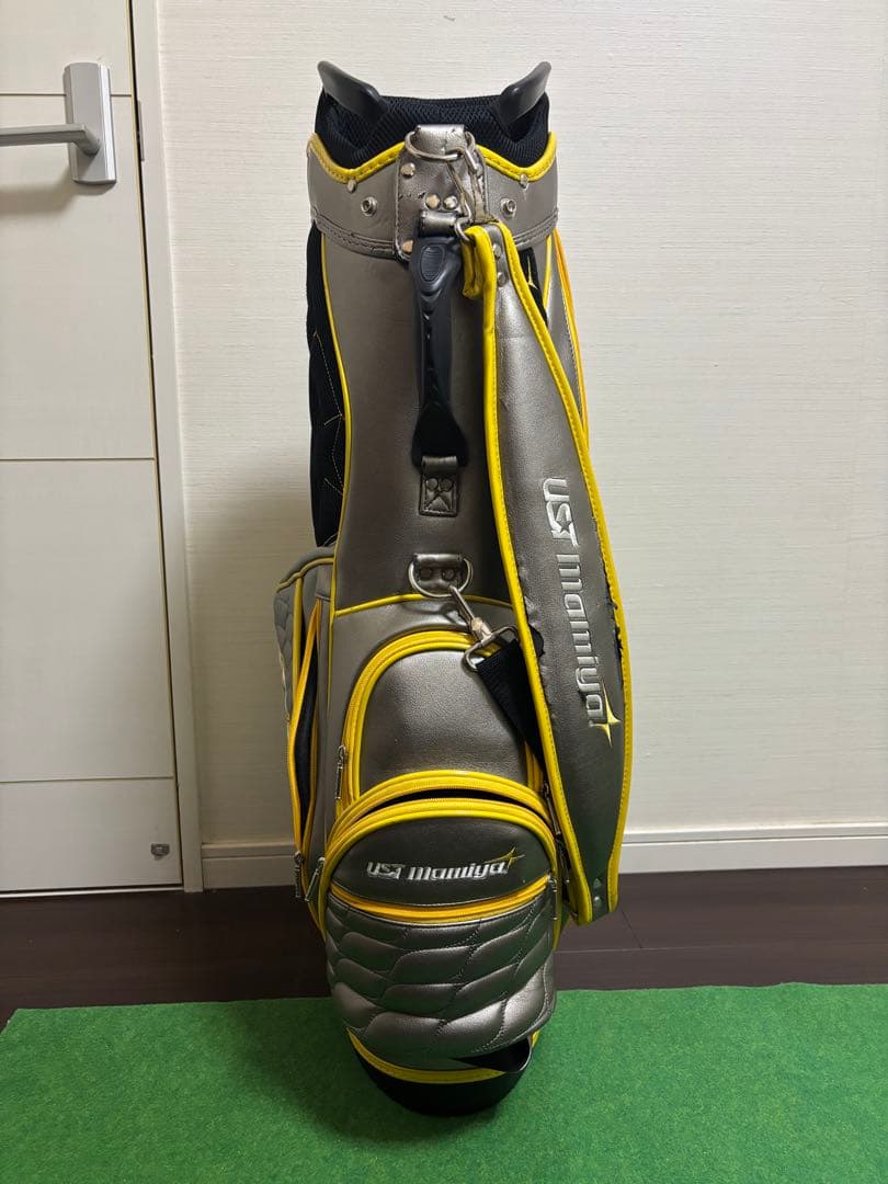 ATTAS ゴルフバッグ・キャディバッグ シルバー/イエロー　おまけ付き