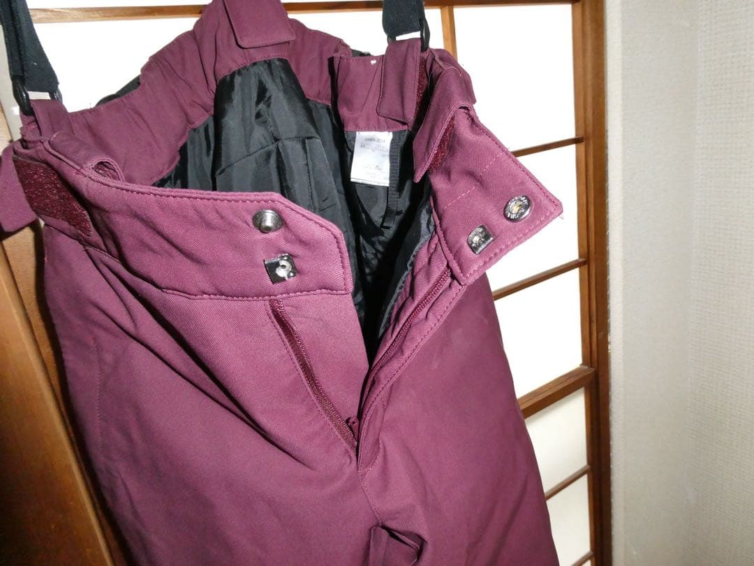 DESCENTE バーガンディ スノーボードウェア サスペンダー付き