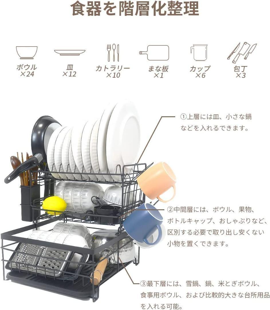【M2184-67-40】3段水切りラック 傾斜トレー 防錆ステンレス