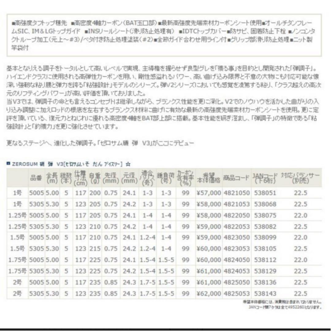 宇崎日新 ゼロサム磯 弾 V3 1.5 50