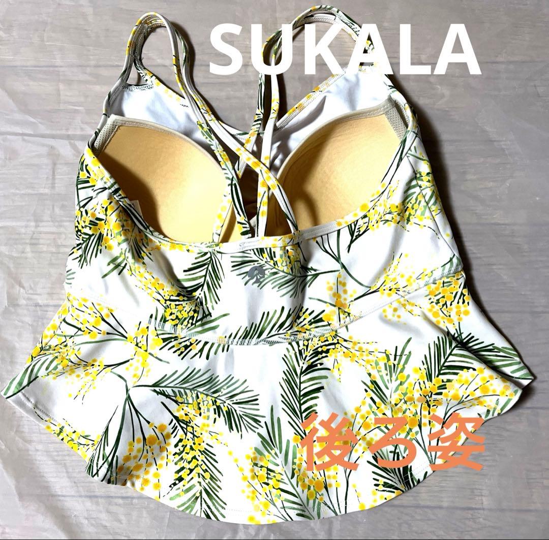 【SUKALA】《Ｌサイズ》スプリングフラワー(ミモザ柄)フレア・ブラトップ