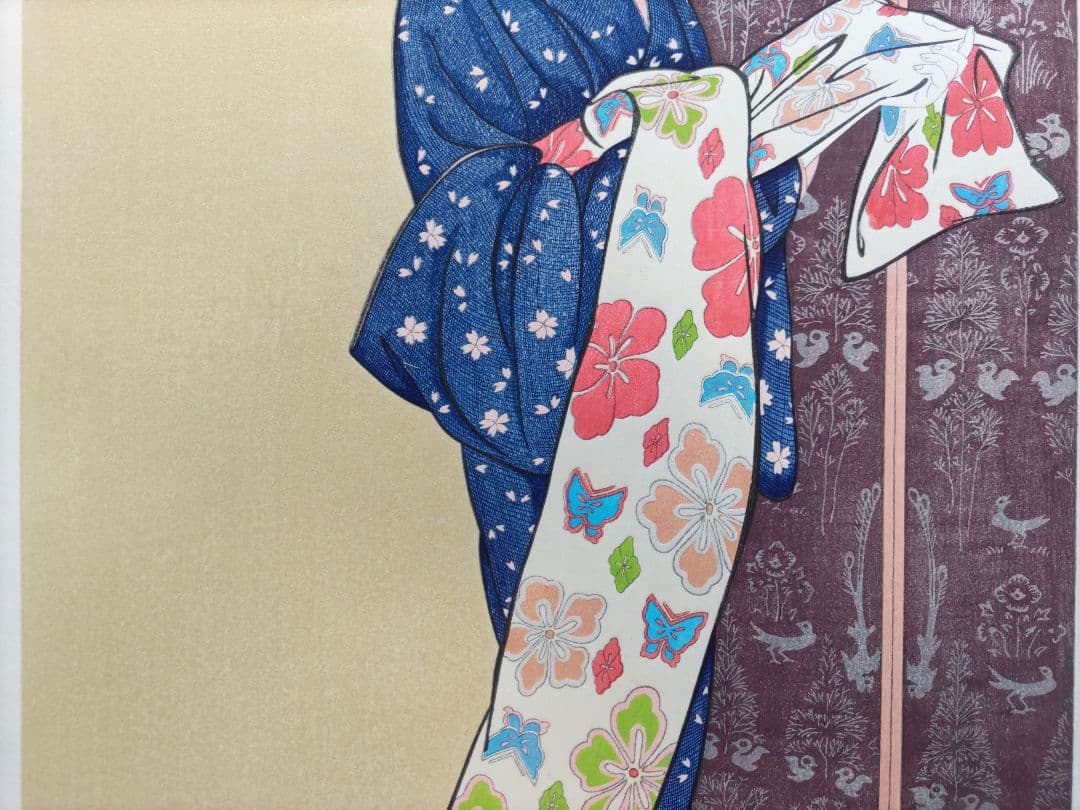 新版 橋口五葉集 夏装の娘 丹青社版 美人画 手摺木版画 大判