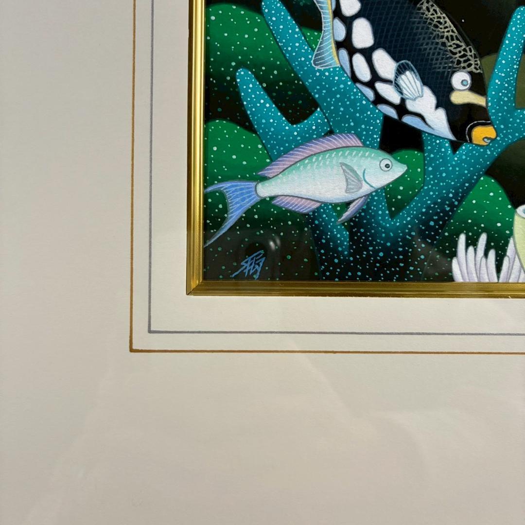 美品 木村茂樹「海底探検」ガッシュ 肉筆画 海と森の生きもの ファンタジー絵画