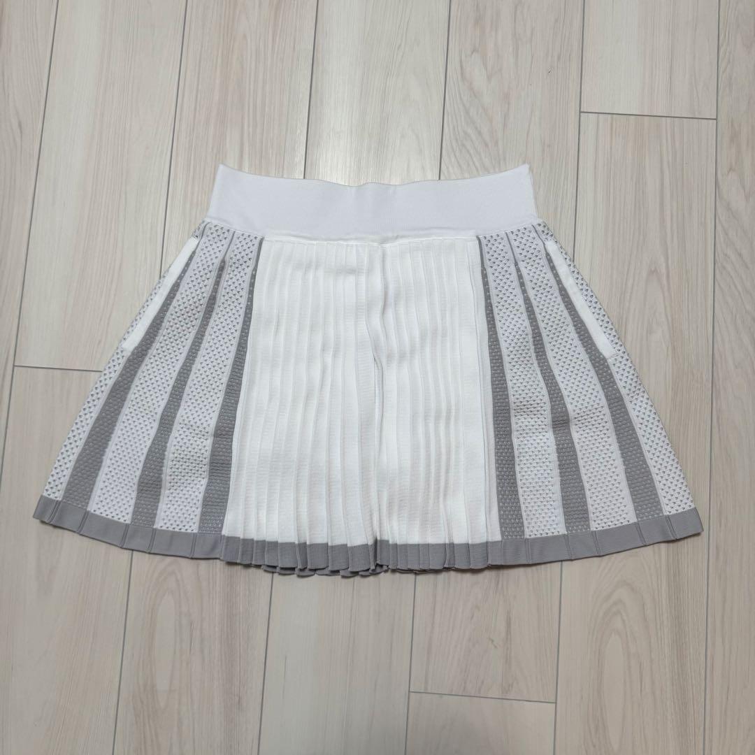 新品 アディダス プライムニット プリーツスカート 白 かわいい 秋冬 L