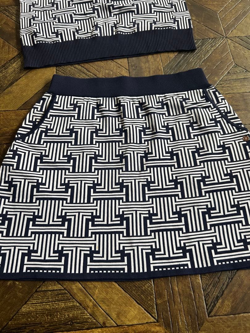LANVIN ノースリーブ黒白幾何学模様セットアップ