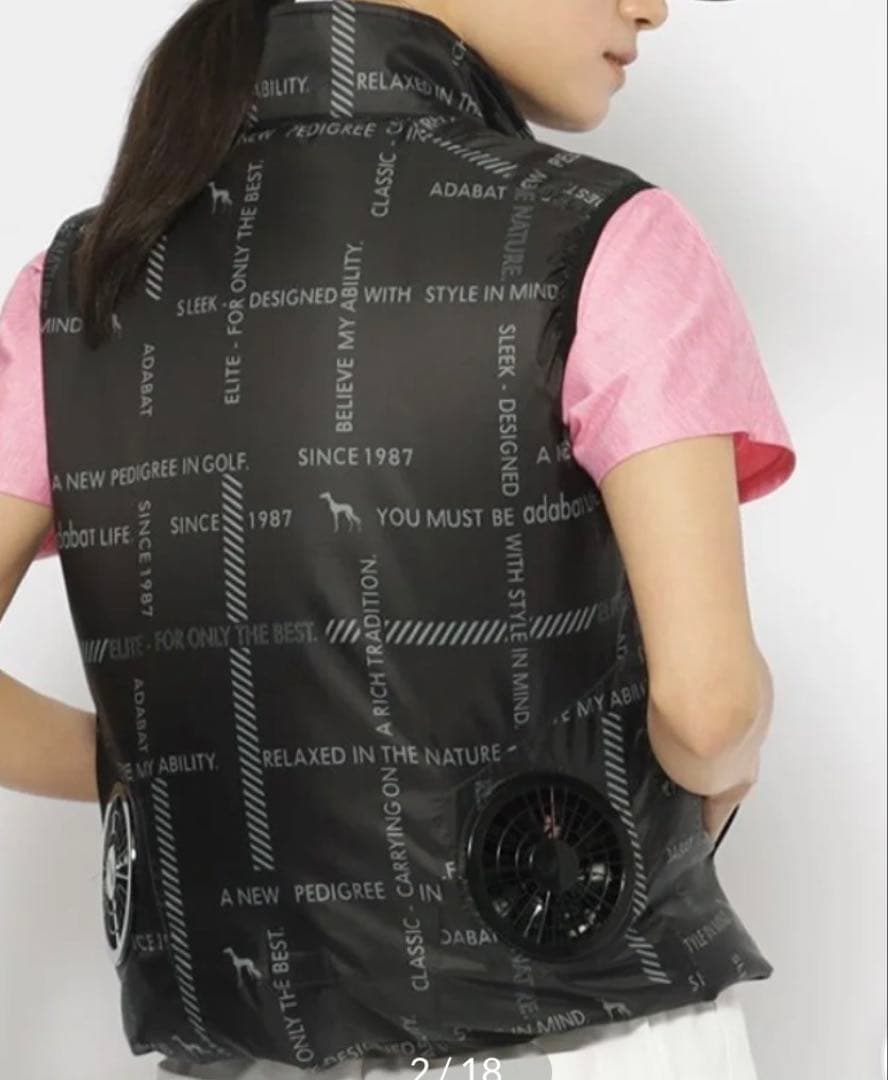美品！adabat 空調服（R）ロゴチェックベスト ブラック(119)/40