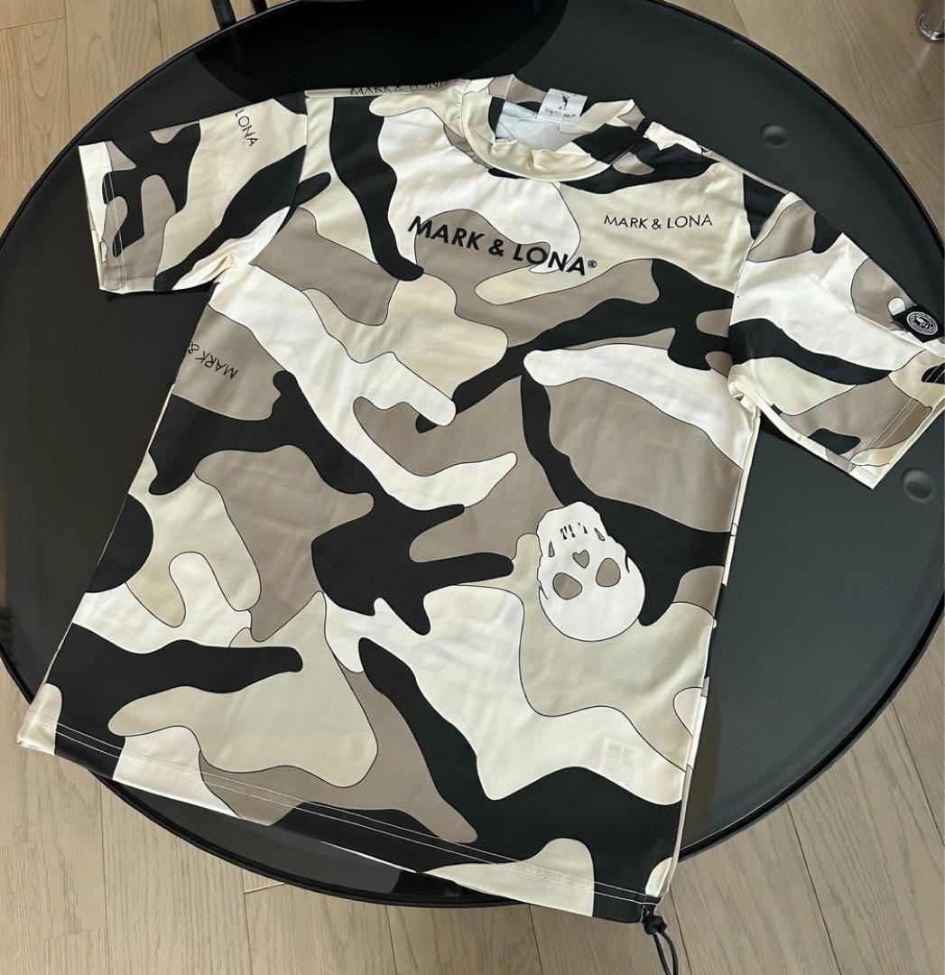 【美品】マークアンドロナ　カモ柄　モックネックシャツ　46 M