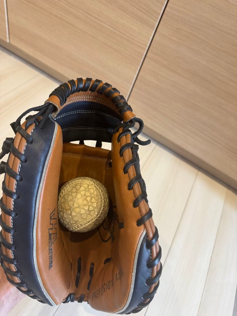 ハタケヤマ　軟式グローブ 茶色/ネイビー