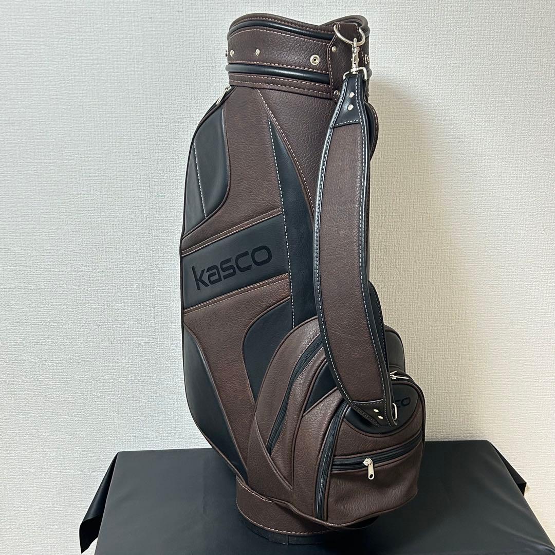 キャスコ Kasco キャディバッグ 9型 ブラウン×ブラック 美品 フード付