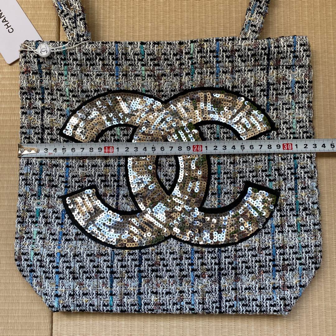 【未使用•少し難あり】シャネルノベルティ ツイード トートバッグ スパンコール