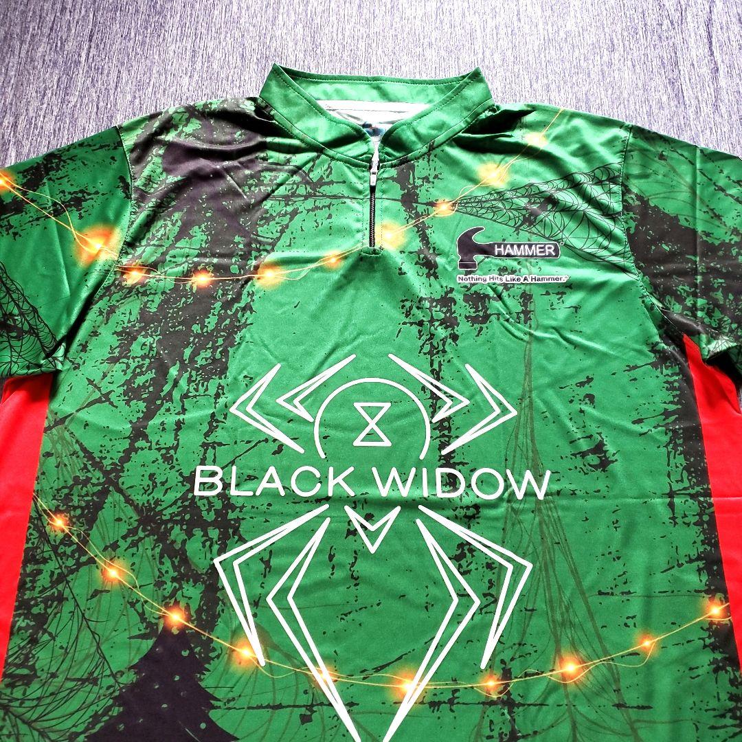 新品✨ブラックウィドー【日本サイズ4L】グリーン　大きめ　ボウリング　ロゴ入り